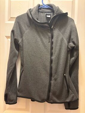 Reebok Dark Gray Hooded Zip-Up Fleece Jacket